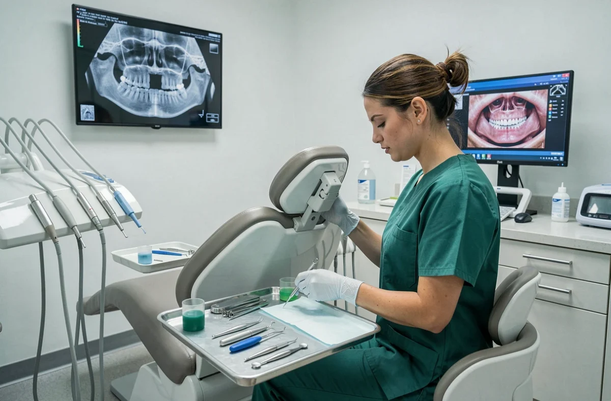 Salle de soin du Centre Dentaire Montpellier Argelliers Dentego avec dentiste et équipement numérique