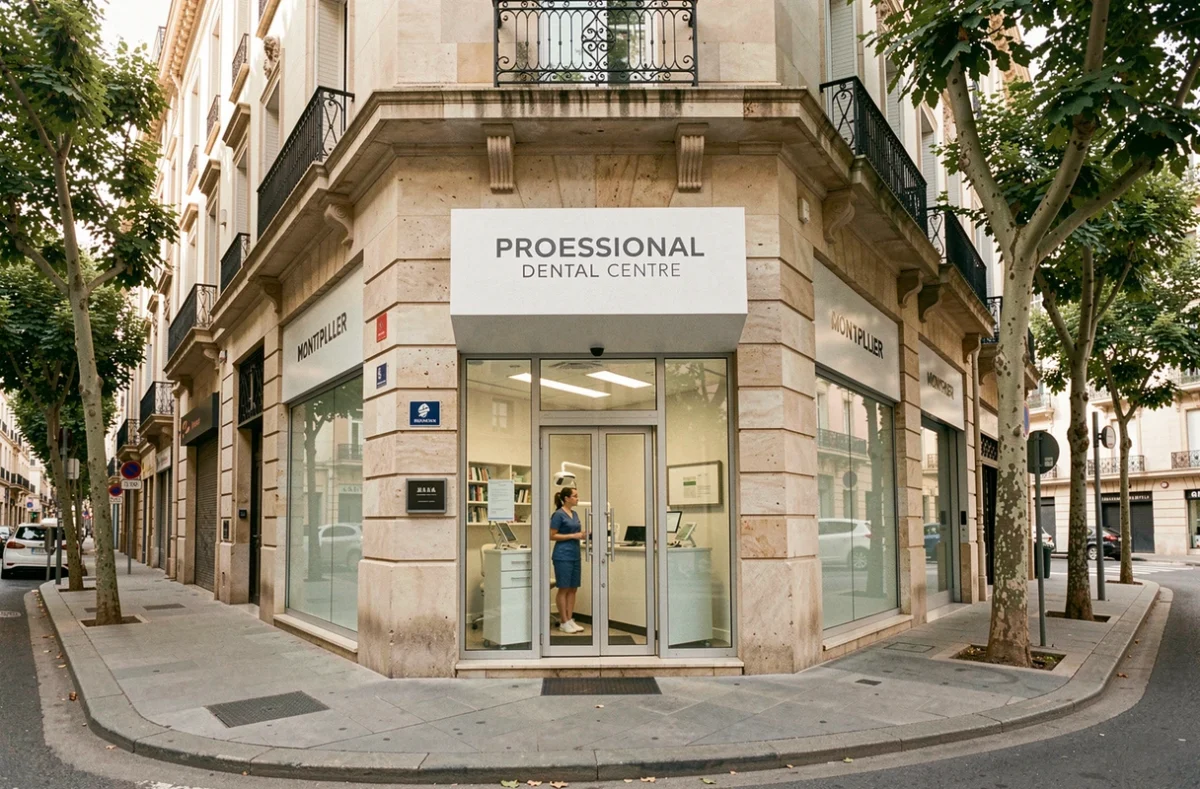 Façade extérieure du centre dentaire Clinadent Jeu de Paume à Montpellier