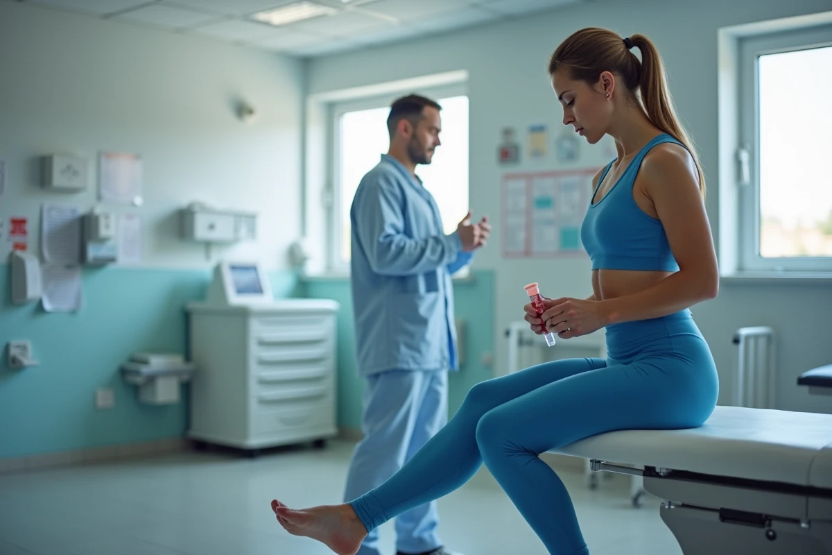 Femme en consultation médicale avec technicien en clinique