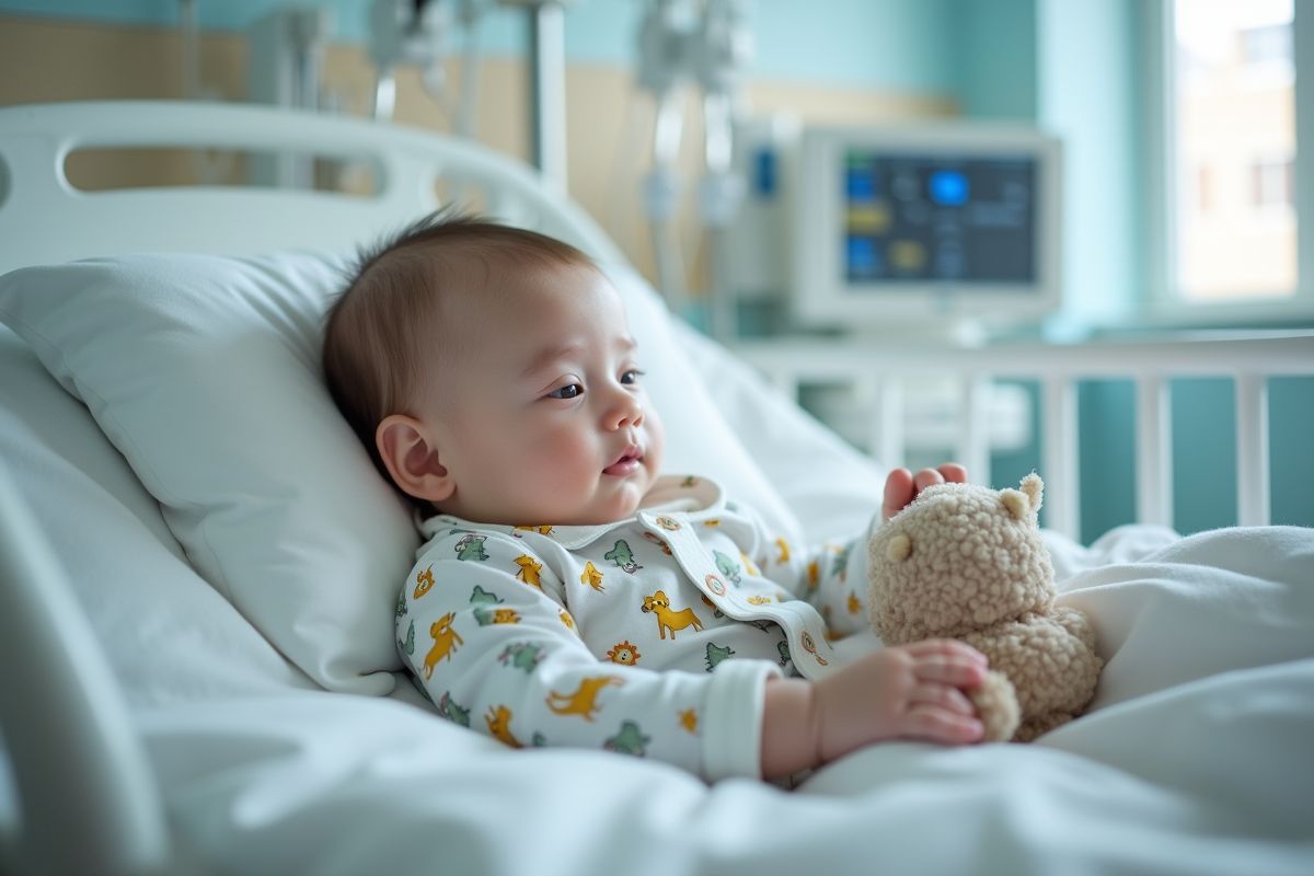 Bébé garçon dans un lit d