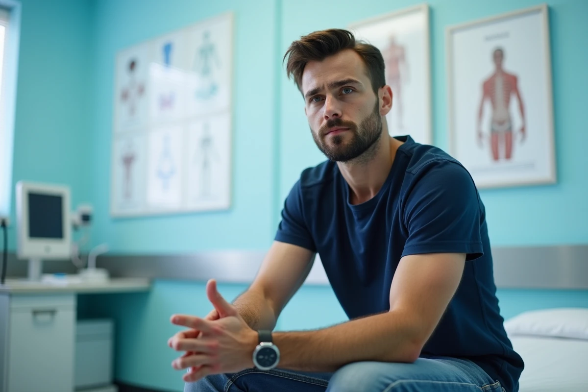 Jeune patient assis sur le lit d