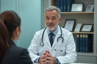 Médecin homme en consultation dans un cabinet médical